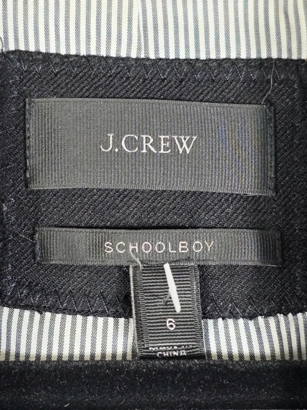 J.Crew Schoolboy Blazer Black Wool with Gold Crest Buttons Size 6